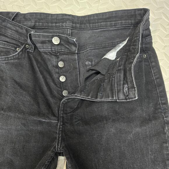 Ksubi Jeans Black Slim Mens 33 Embroidered Red + Signs Streetwear Stretch Skinny - Picture 7 of 13